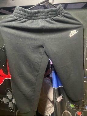 Nike Black Kids Fleece Joggers with White Swoosh